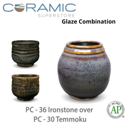 Ironstone PC-36 over Temmoku PC-30 Pottery Cone 5 Glaze Combination Ironstone PC-36 over Temmoku PC-30 Pottery Cone 5 Glaze Combination
